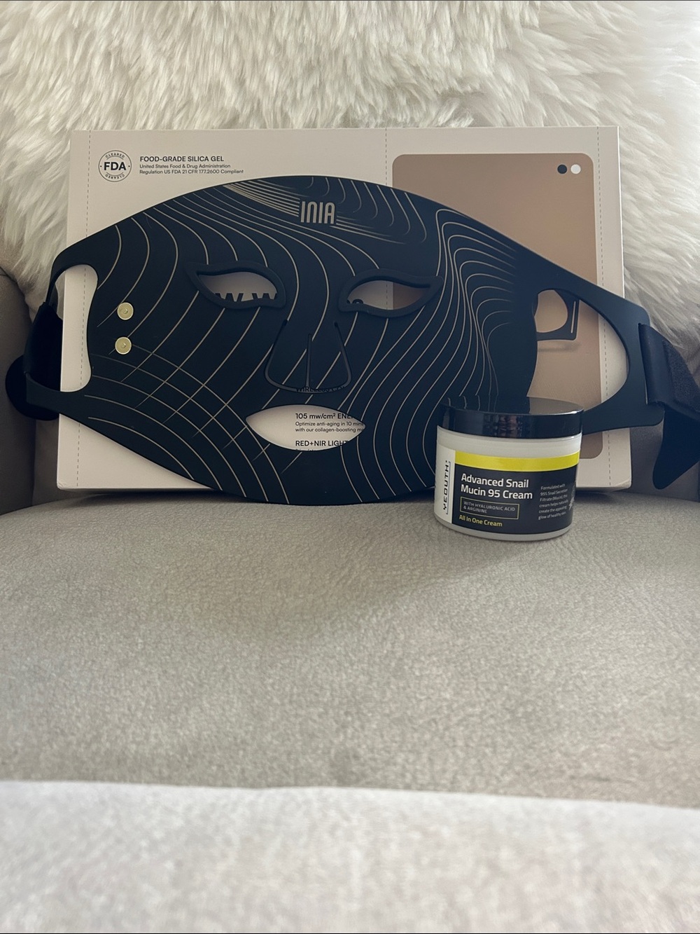 Black LED Facial Mask for Women - Slim Black Skincare Device bonus Snail Mucin
